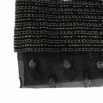 Chanel 03A CC Logo Tweed Sheer Decorative Tight Skirt Hemp Linen 38 Black AP — view 4