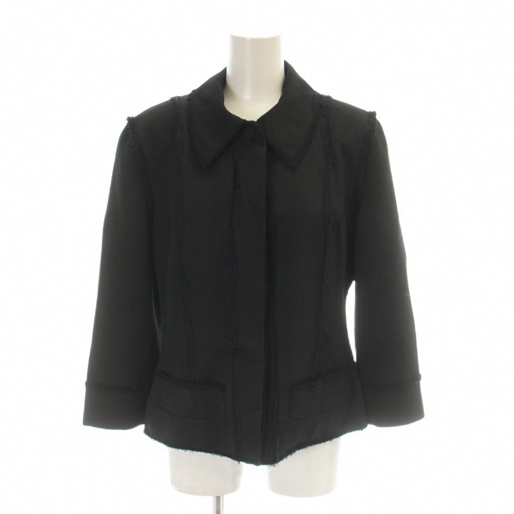 Fendi Jacket Wool Black Collared 3/4 Sleeves AP