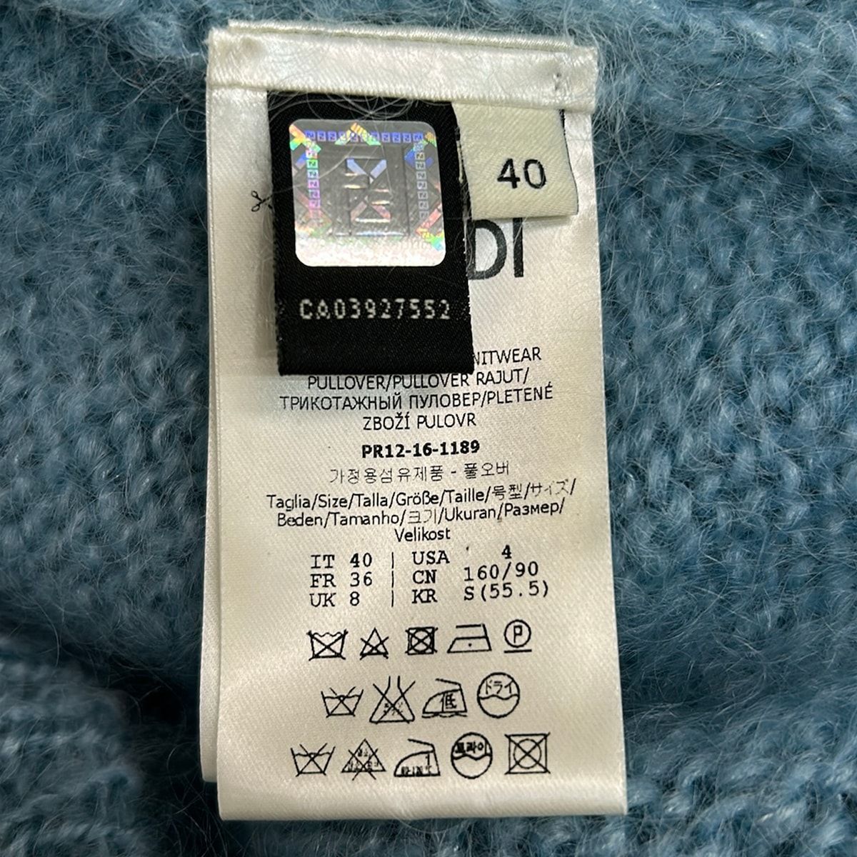 Fendi Long Sleeve Sweater 40 M Light Blue — view 4