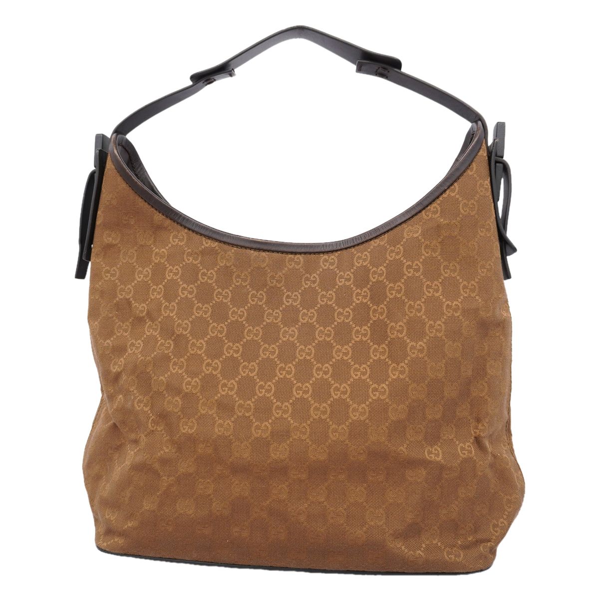 Gucci Shoulder Bag GG Canvas Brown Silver