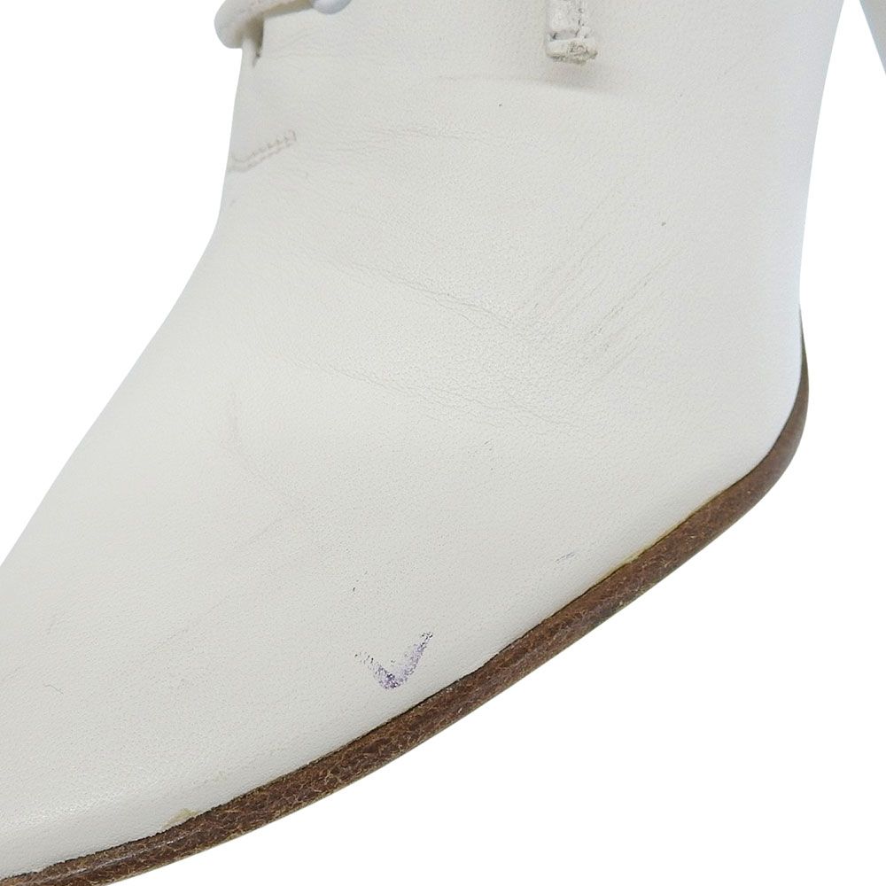 Celine Soft Leather Lace Up Booties White Boot 36.5 — view 3