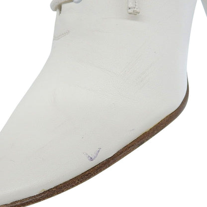 Celine Soft Leather Lace Up Booties White Boot 36.5 — view 3