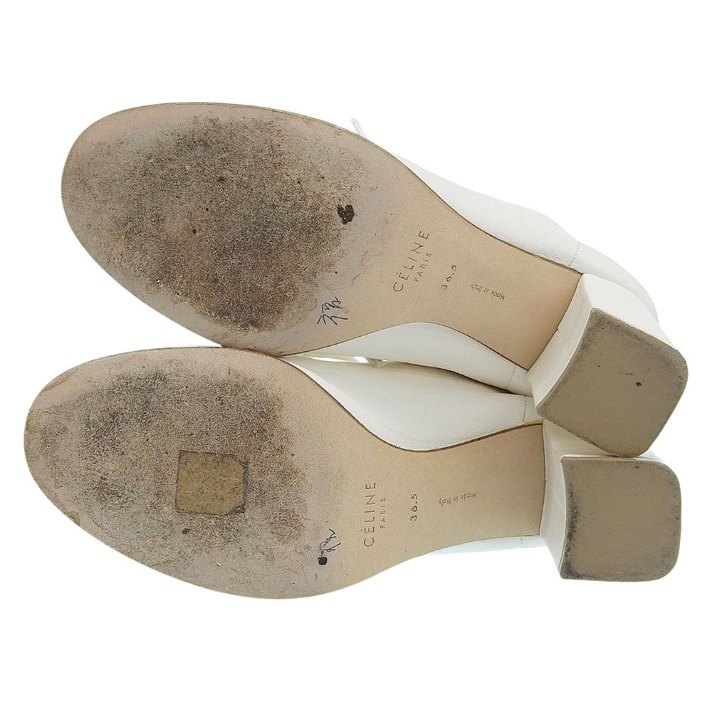 Celine Soft Leather Lace Up Booties White Boot 36.5 — view 2