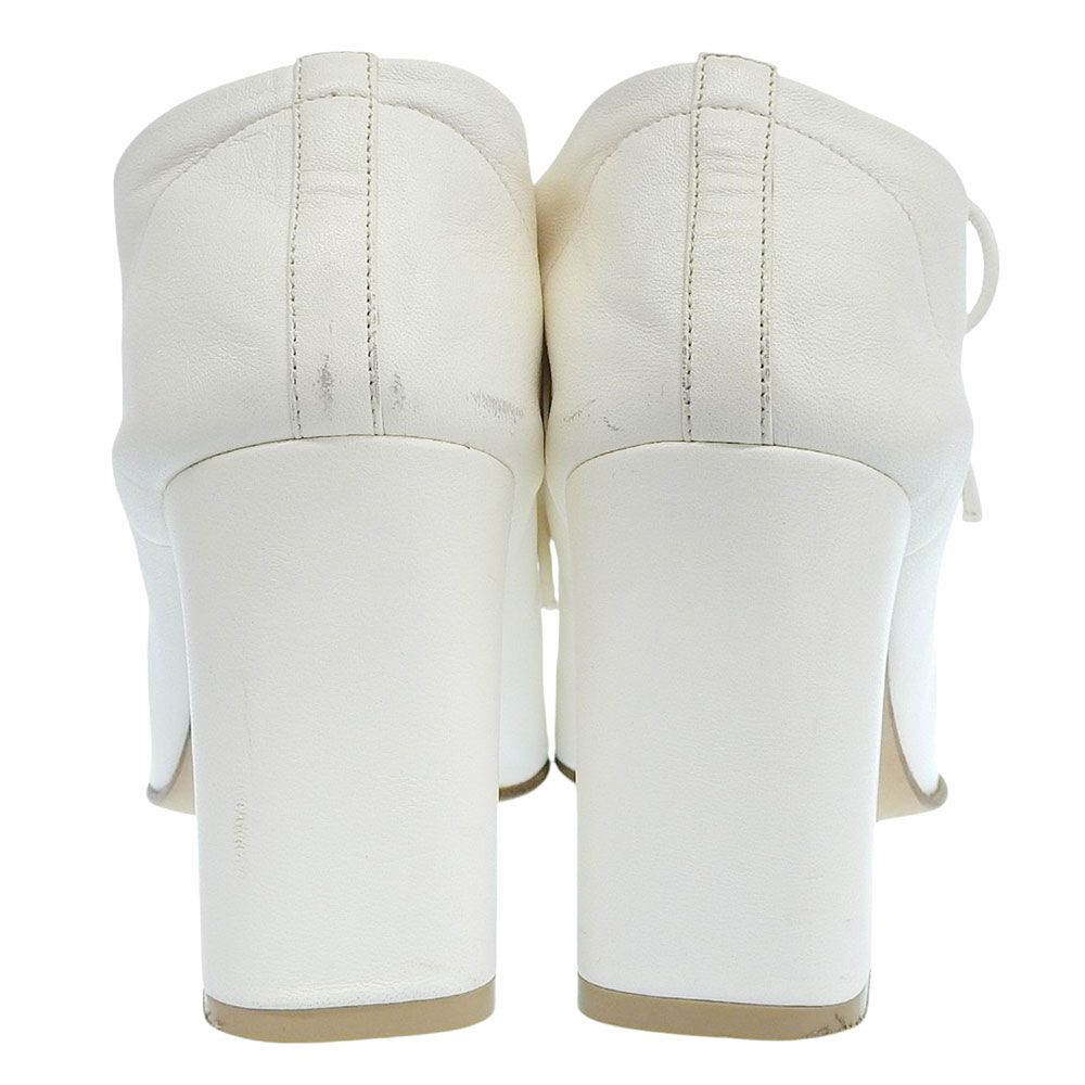Celine Soft Leather Lace Up Booties White Boot 36.5 — view 5