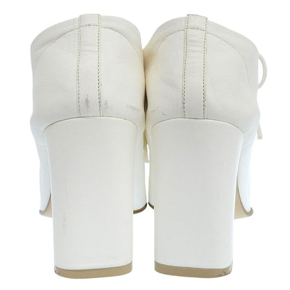 Celine Soft Leather Lace Up Booties White Boot 36.5 — view 5