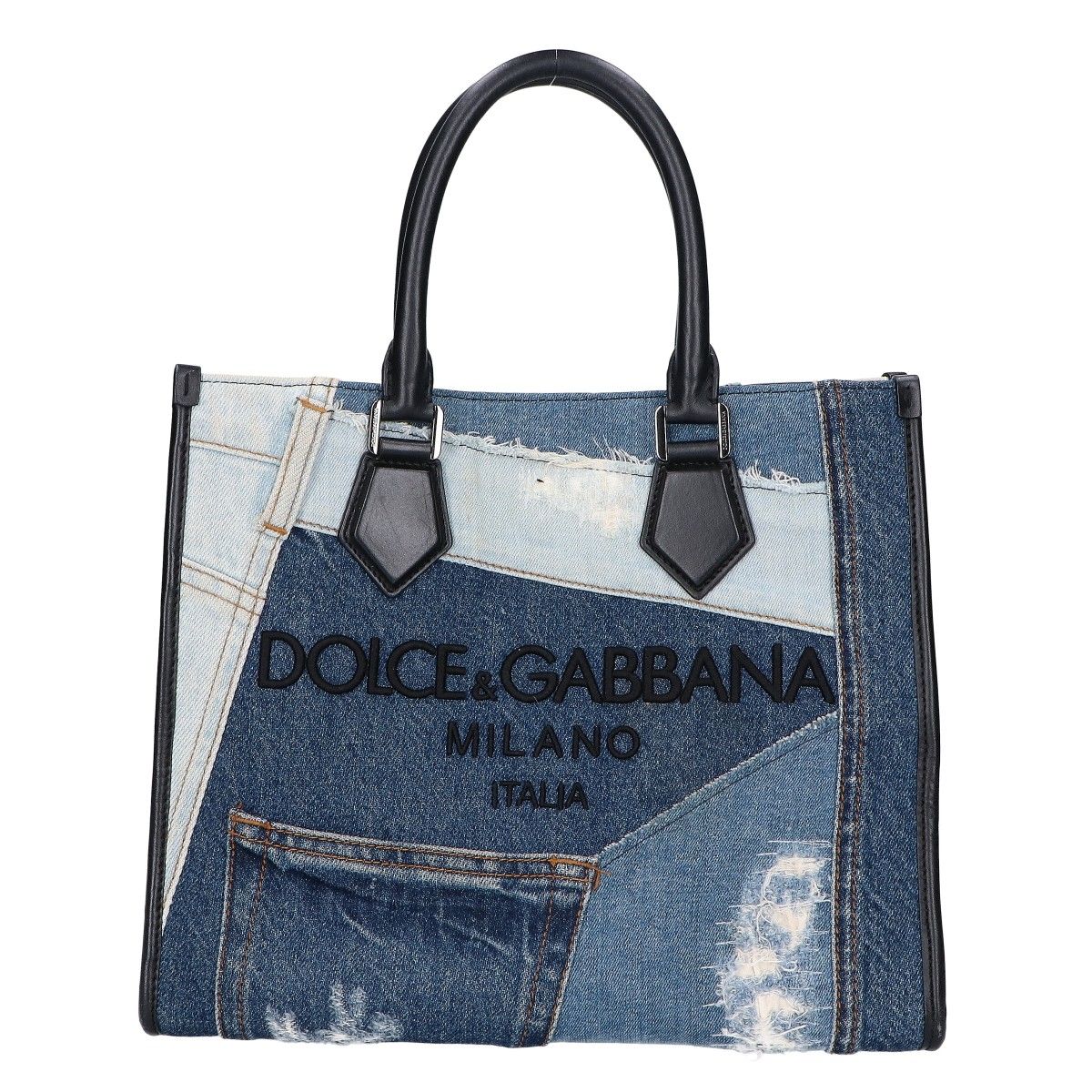 Dolce & Gabbana BM Logo Embroidered Denim Patchwork Shopping