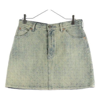 Gucci GG Denim Mini Skirt Cotton Total Pattern Blue