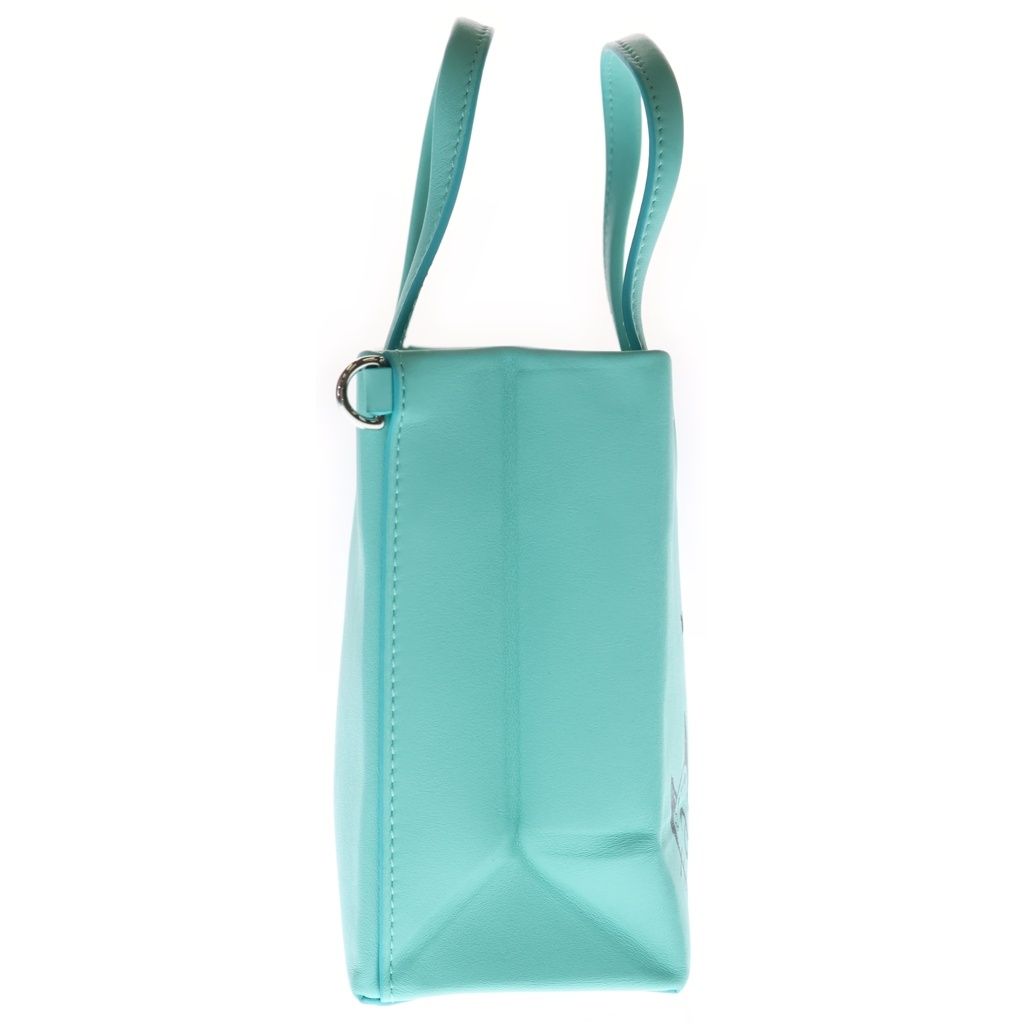 Tiffany & Co Shopping Tote Mini Shoulder Bag Cobalt Blue Calf Leather Silver — view 3
