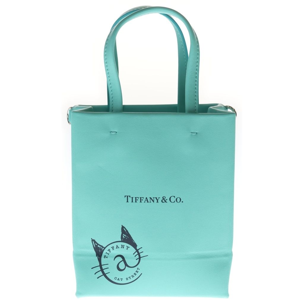 Tiffany & Co Shopping Tote Mini Shoulder Bag Cobalt Blue Calf Leather Silver