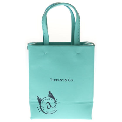 Tiffany & Co Shopping Tote Mini Shoulder Bag Cobalt Blue Calf Leather Silver