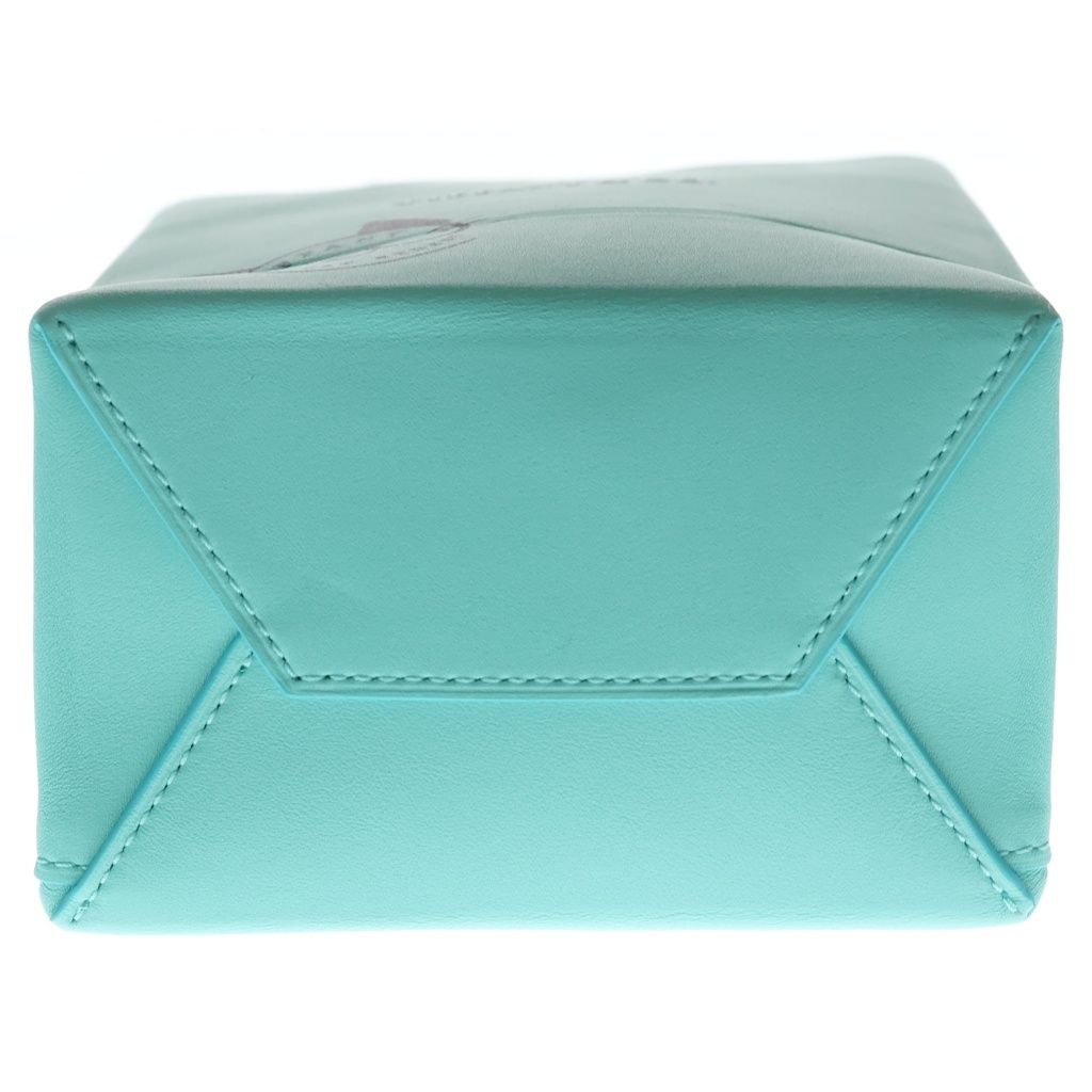 Tiffany & Co Shopping Tote Mini Shoulder Bag Cobalt Blue Calf Leather Silver — view 4