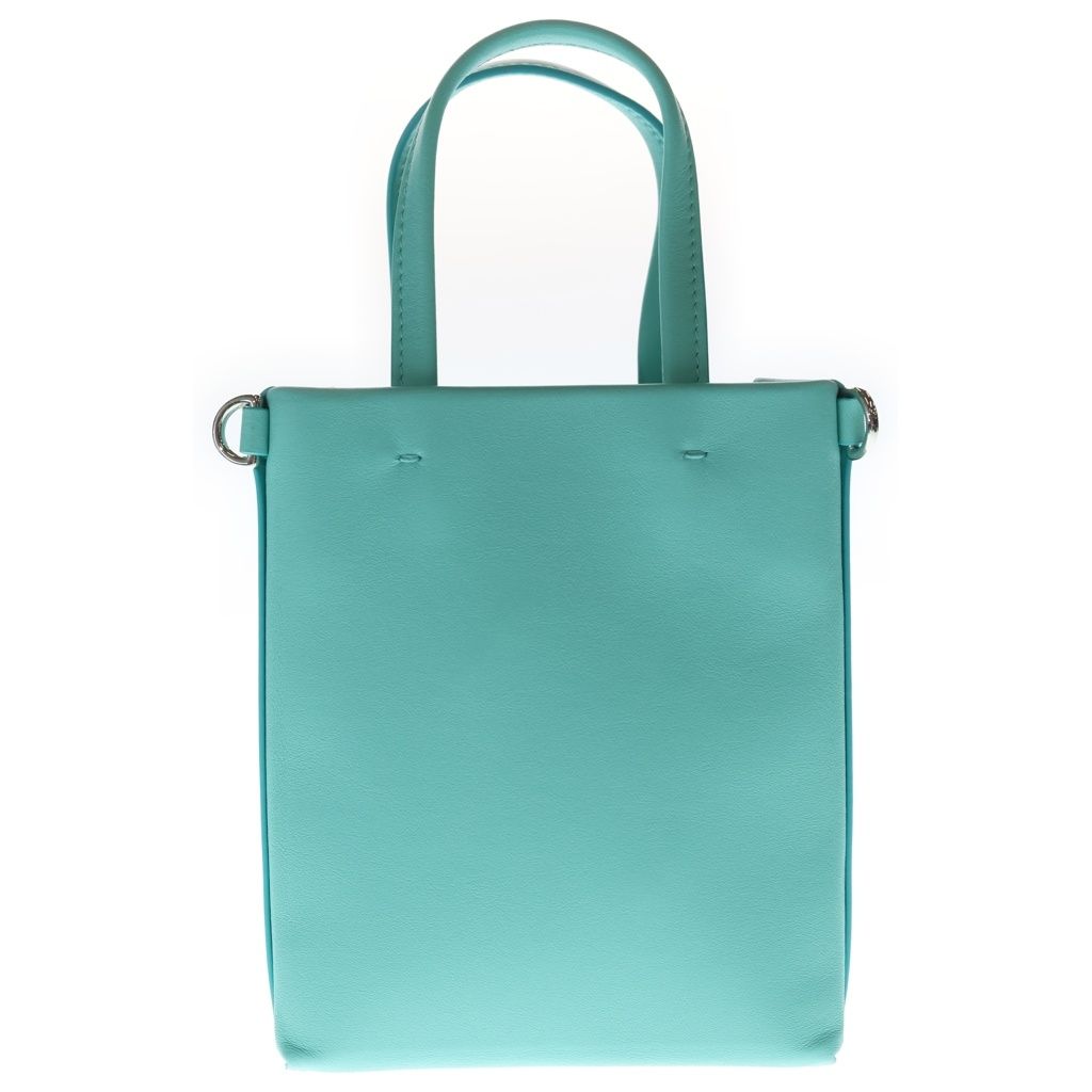 Tiffany & Co Shopping Tote Mini Shoulder Bag Cobalt Blue Calf Leather Silver — view 2