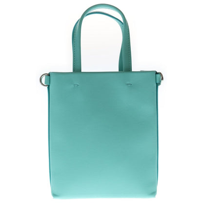 Tiffany & Co Shopping Tote Mini Shoulder Bag Cobalt Blue Calf Leather Silver — view 2