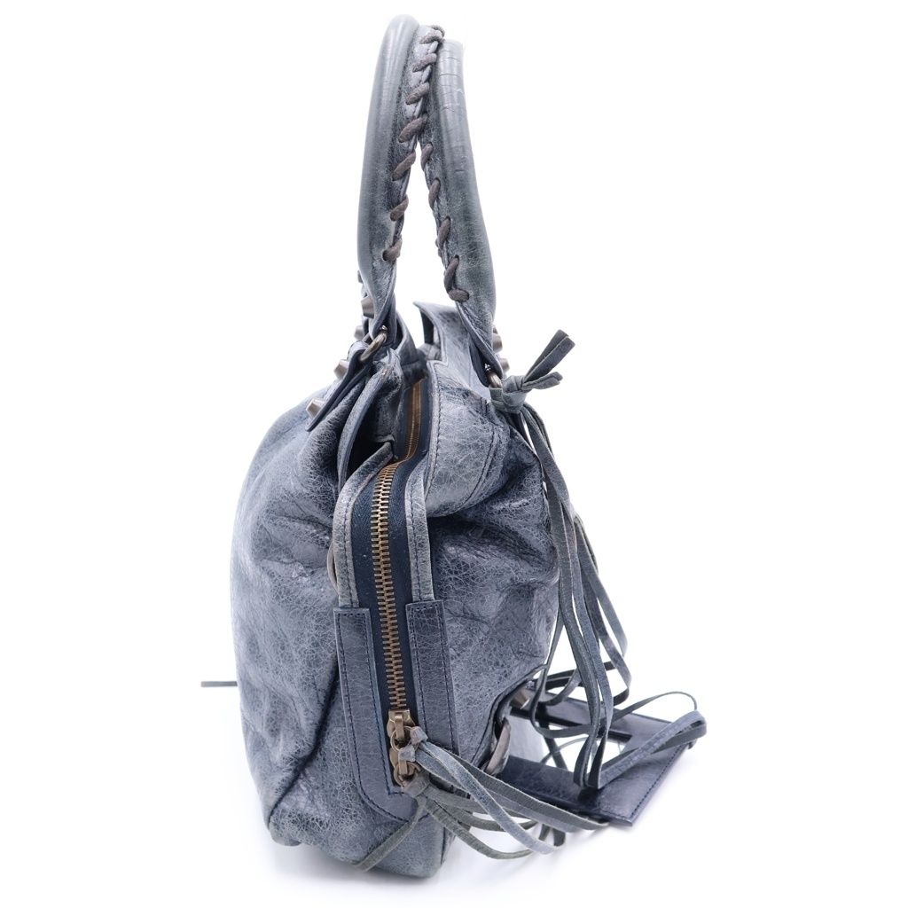 Balenciaga the Town Handbag Navy Leather Gold — view 3