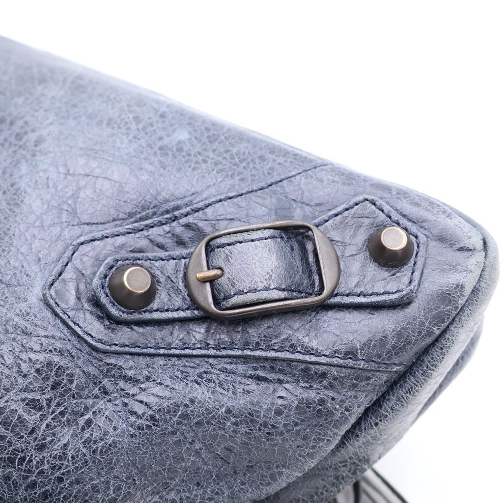 Balenciaga the Town Handbag Navy Leather Gold — view 7