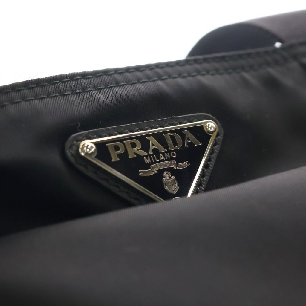 Prada Tote Bag Tessuto Black Nylon Leather Silver — view 6