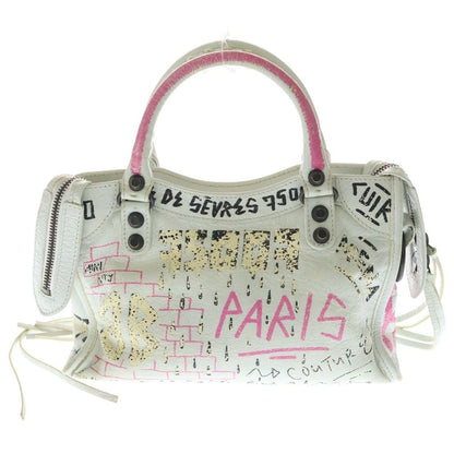 Balenciaga Classic City Graffiti 2-Way Shoulder Bag White Leather — view 2