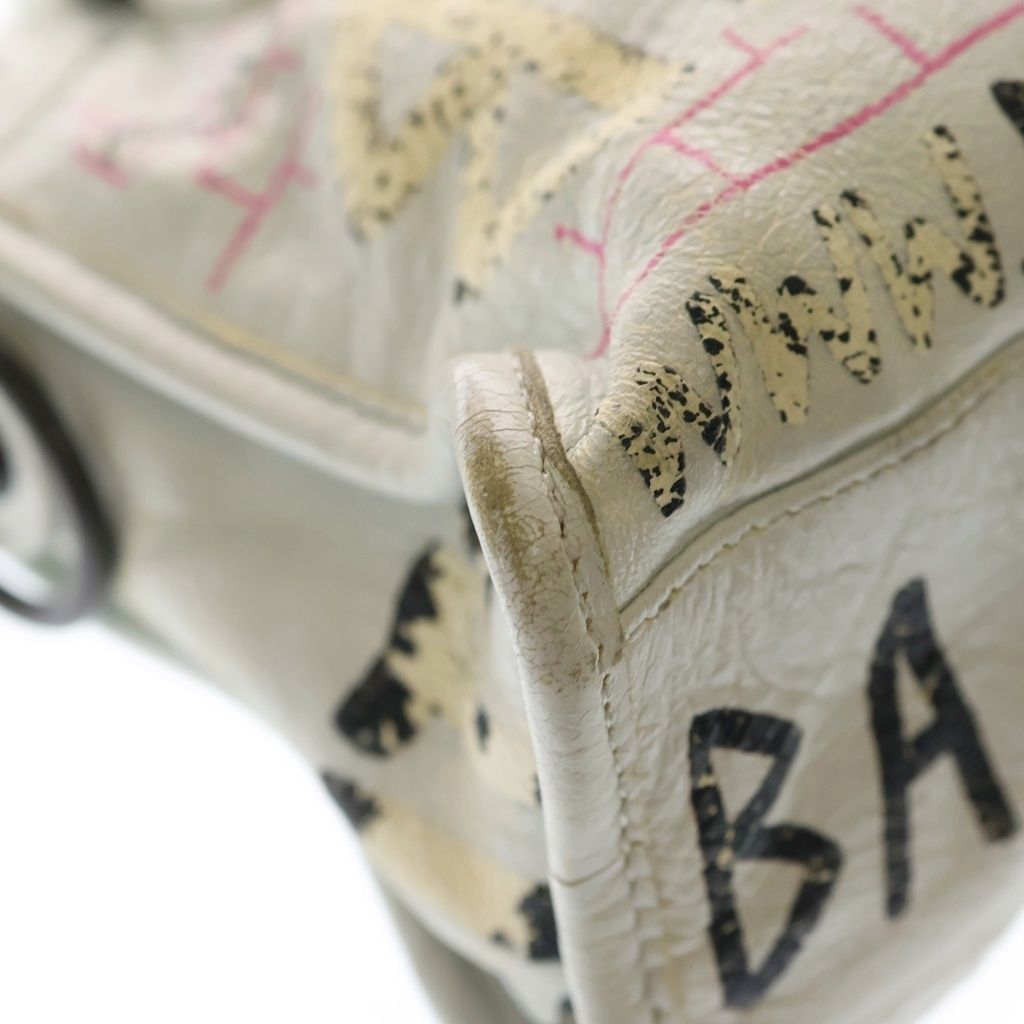 Balenciaga Classic City Graffiti 2-Way Shoulder Bag White Leather — view 5
