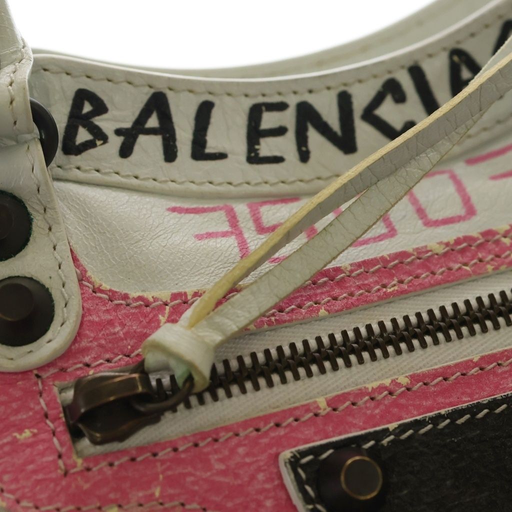 Balenciaga Classic City Graffiti 2-Way Shoulder Bag White Leather — view 7