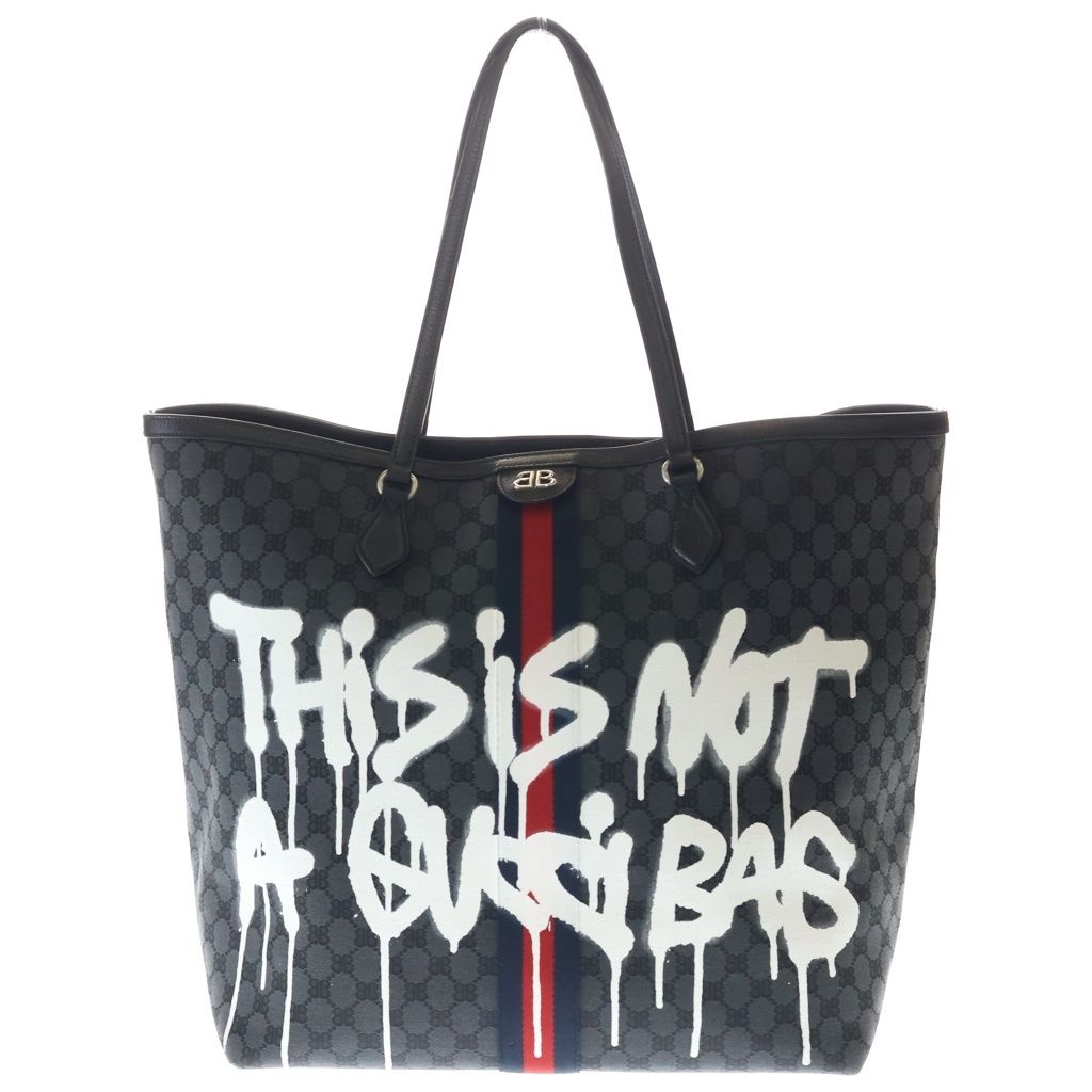 Gucci the Hacker Project Large Tote Bag Canvas Black