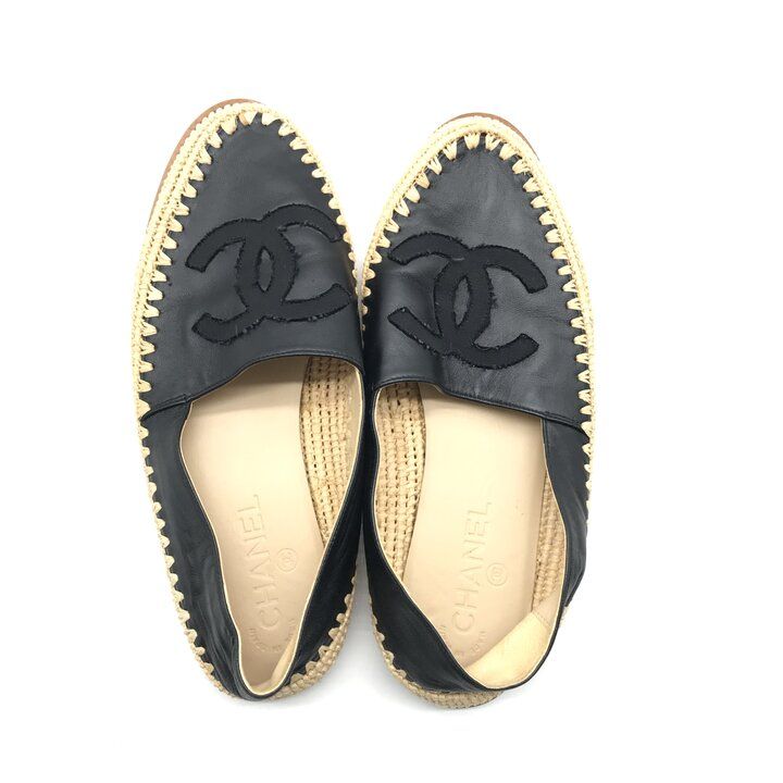 Chanel Shoes CC Logo Espadrilles Slip on Black — view 8