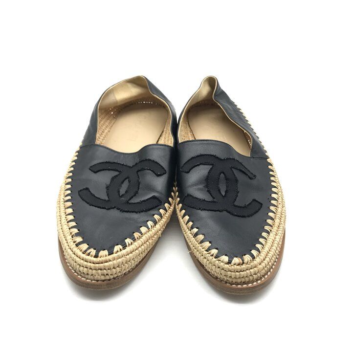 Chanel Shoes CC Logo Espadrilles Slip on Black — view 2