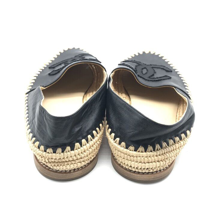 Chanel Shoes CC Logo Espadrilles Slip on Black — view 3