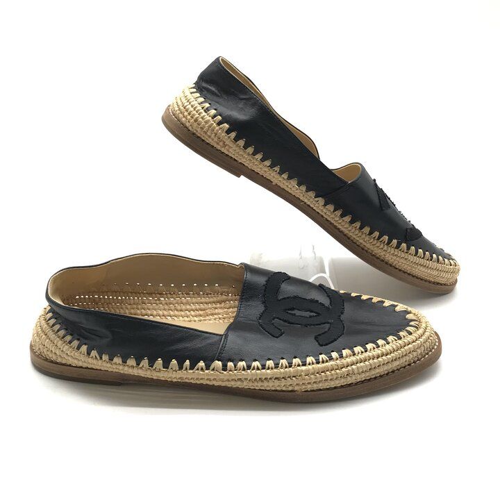 Chanel Shoes CC Logo Espadrilles Slip on Black — view 4