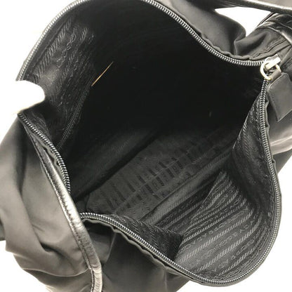 Prada Shoulder Bag Gold Nylon Tessuto Triangle Logo Black — view 8