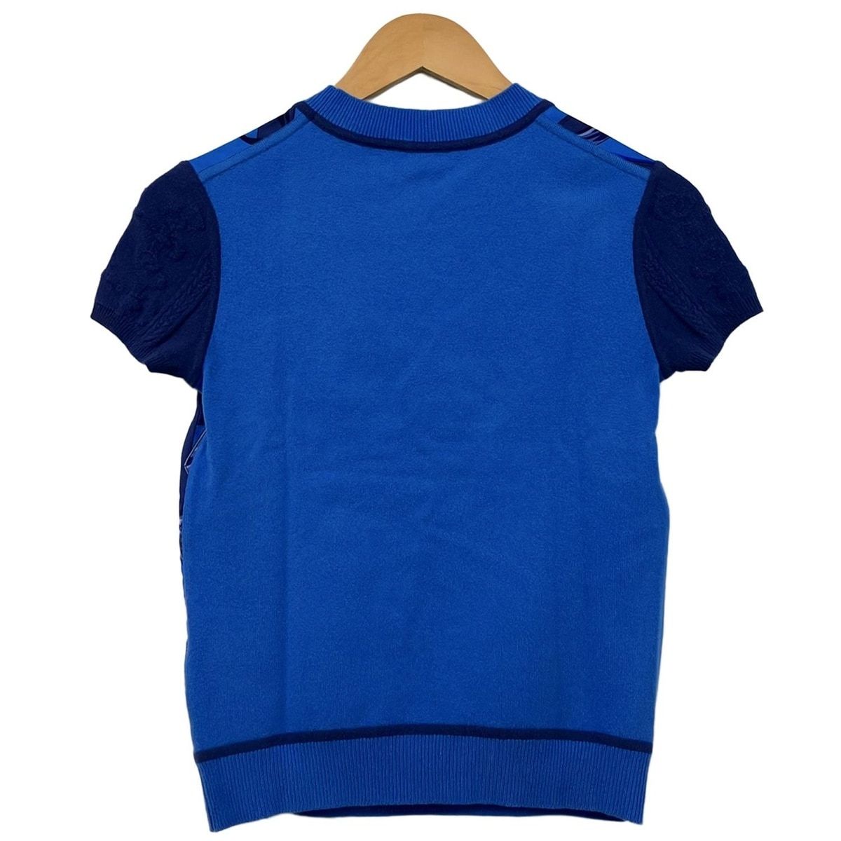 Hermes Short Sleeve Sweater 34 S Blue Crew Neck Silk — view 2