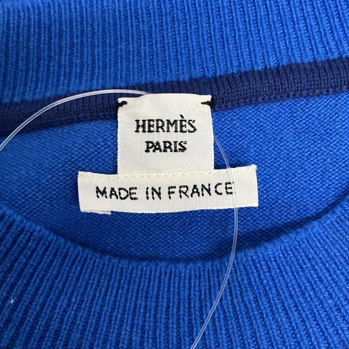 Hermes Short Sleeve Sweater 34 S Blue Crew Neck Silk — view 3