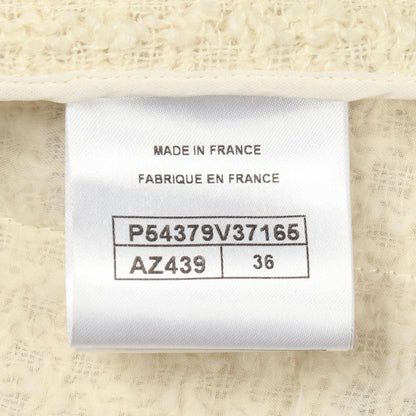 Chanel Dress Sleeveless Tweed Mini White Wool — view 5