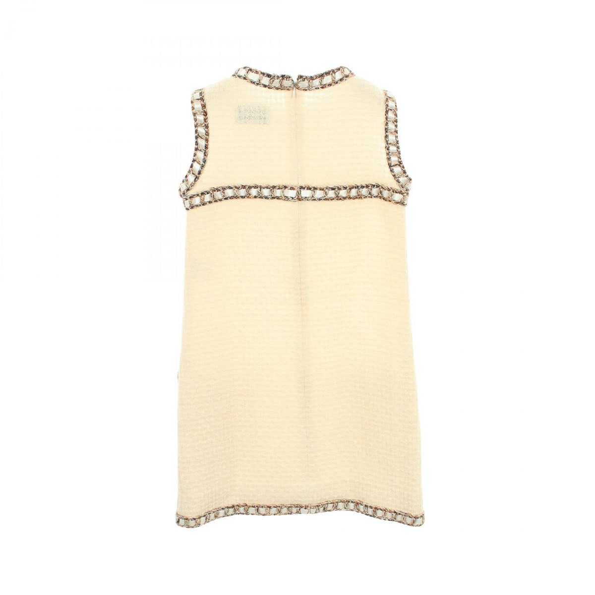 Chanel Dress Sleeveless Tweed Mini White Wool — view 2