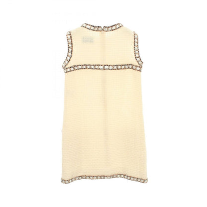 Chanel Dress Sleeveless Tweed Mini White Wool — view 2