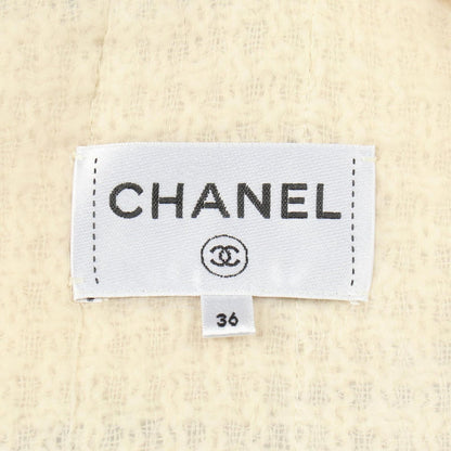 Chanel Dress Sleeveless Tweed Mini White Wool — view 3