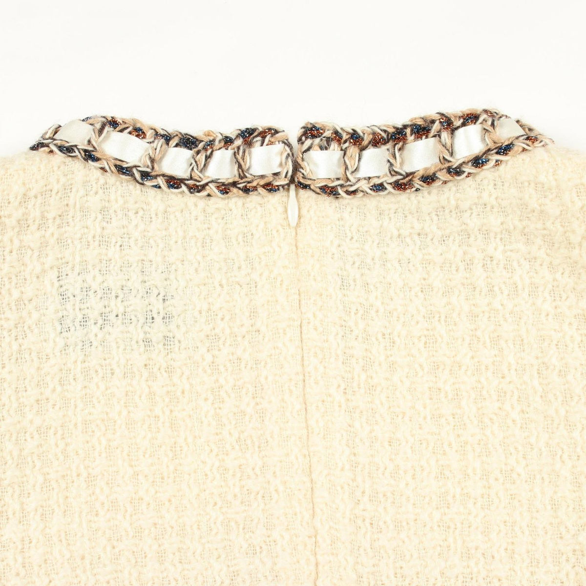 Chanel Dress Sleeveless Tweed Mini White Wool — view 6