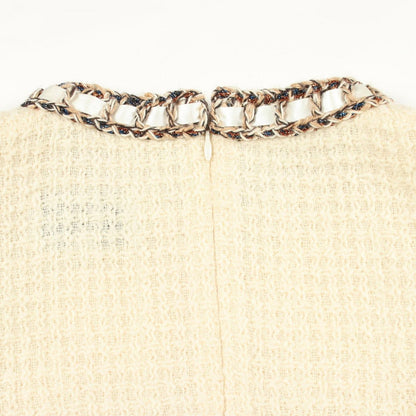 Chanel Dress Sleeveless Tweed Mini White Wool — view 6