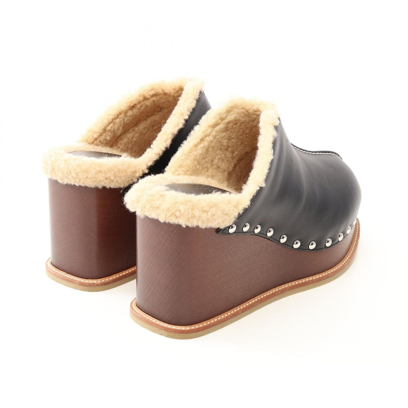 Hermes Mules Earth Shearling — view 2