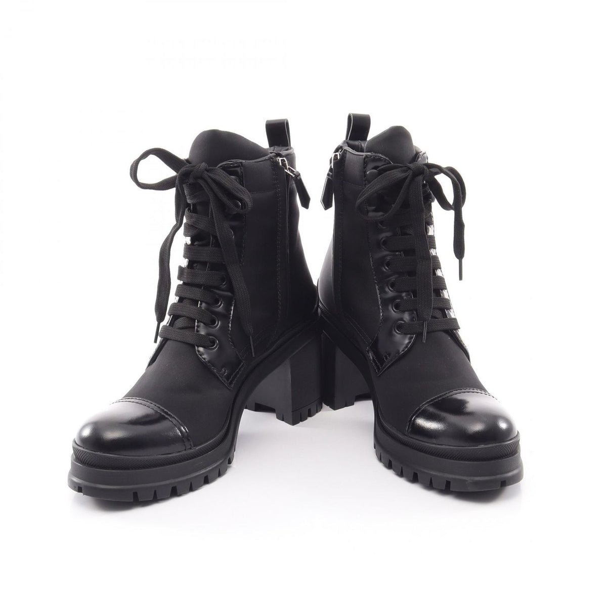 Prada Boots Re-Nylon Triangle Logo Lace Up Nylon Leather — view 3