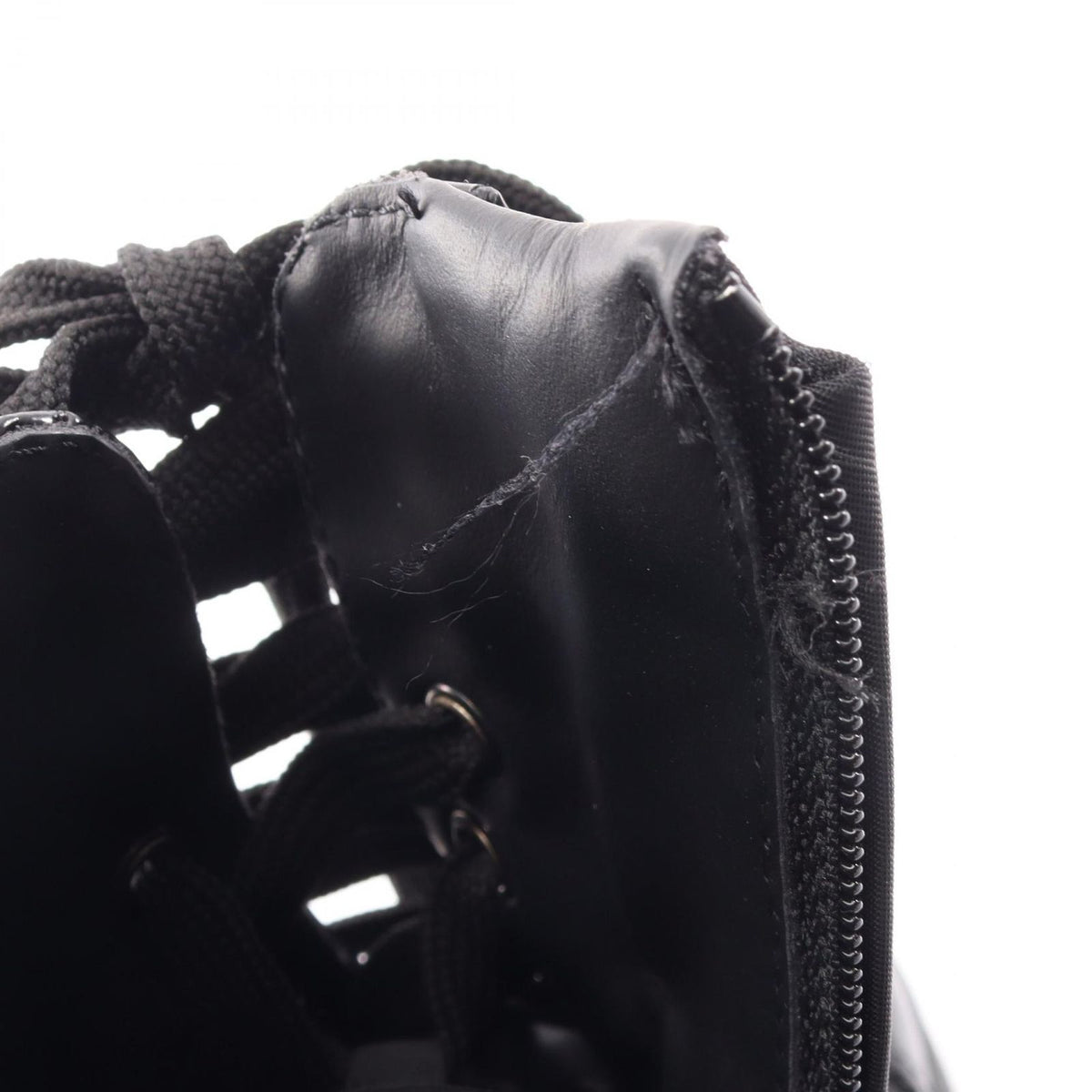 Prada Boots Re-Nylon Triangle Logo Lace Up Nylon Leather — view 7