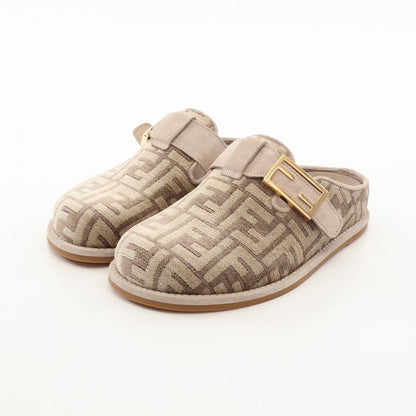 Fendi Mules Feel FF Pattern Suede Sandals