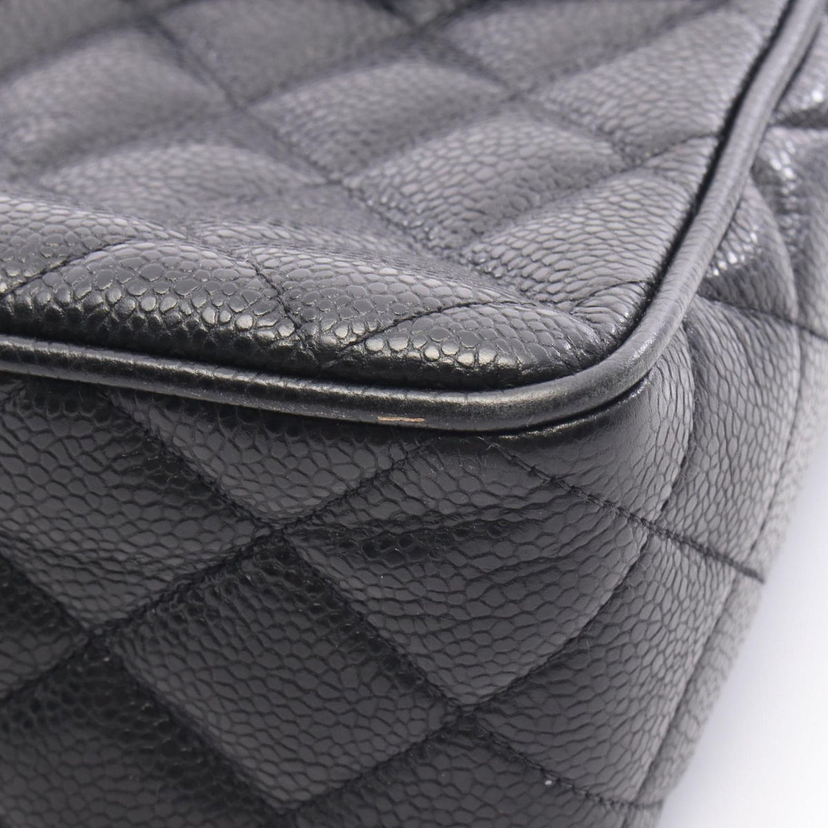 Chanel Shoulder Bag Quilted Coco Ball Black Caviar Leather Chain — view 7