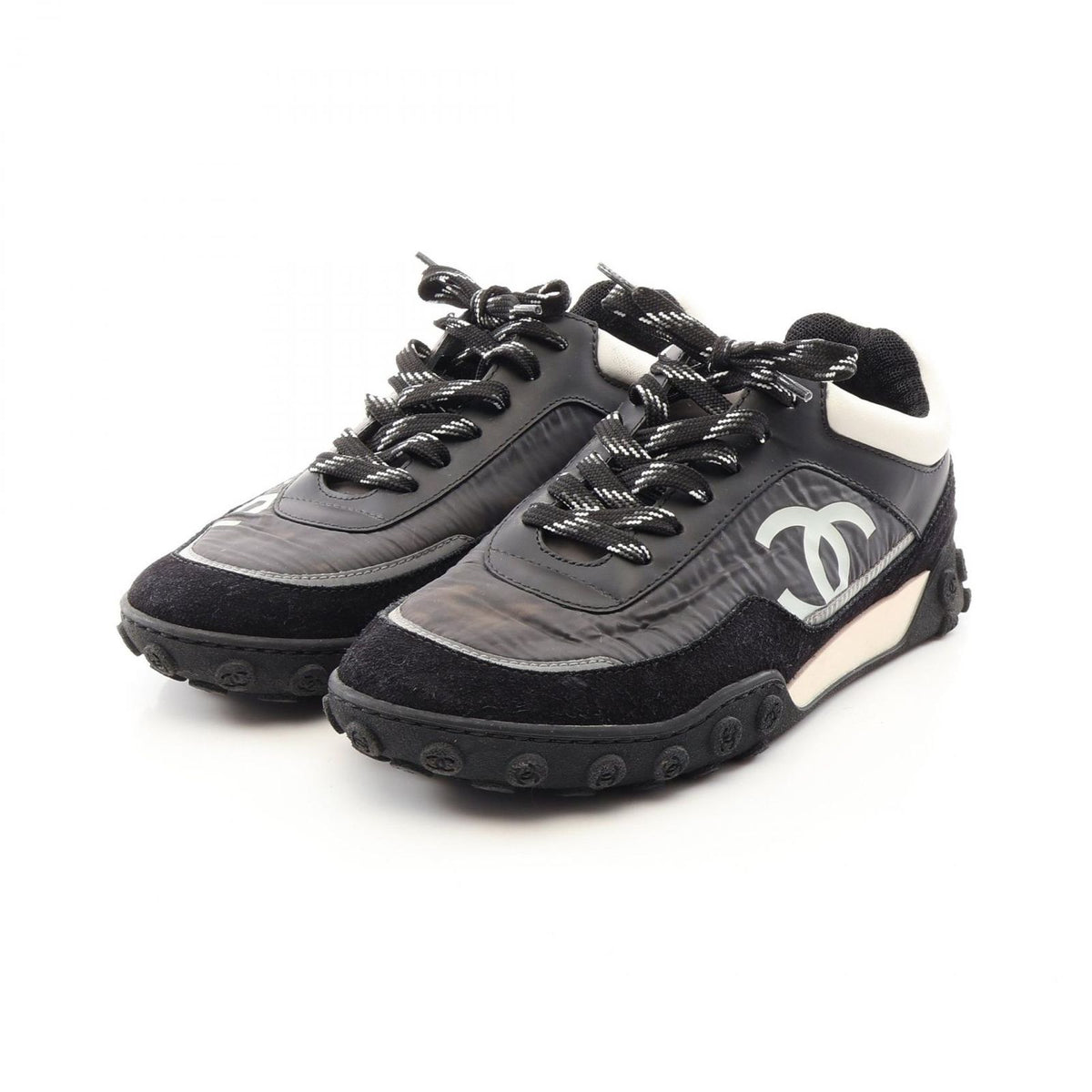 Chanel Sneakers CC Logo Nylon Suede