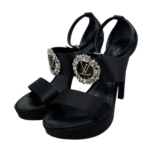 Louis Vuitton High Heels Madeleine Line Sandals LV Logo Bijou Rhinestone 37.5