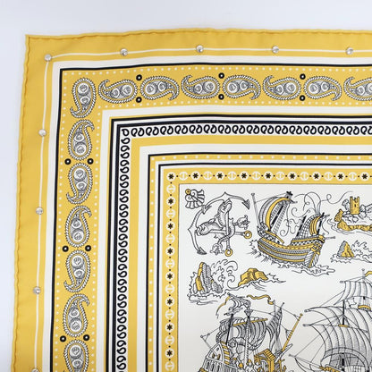 Hermes Heaven Carre 70 Cloete Sailor Tattoo Bandana Scarf Silk Yellow White — view 4