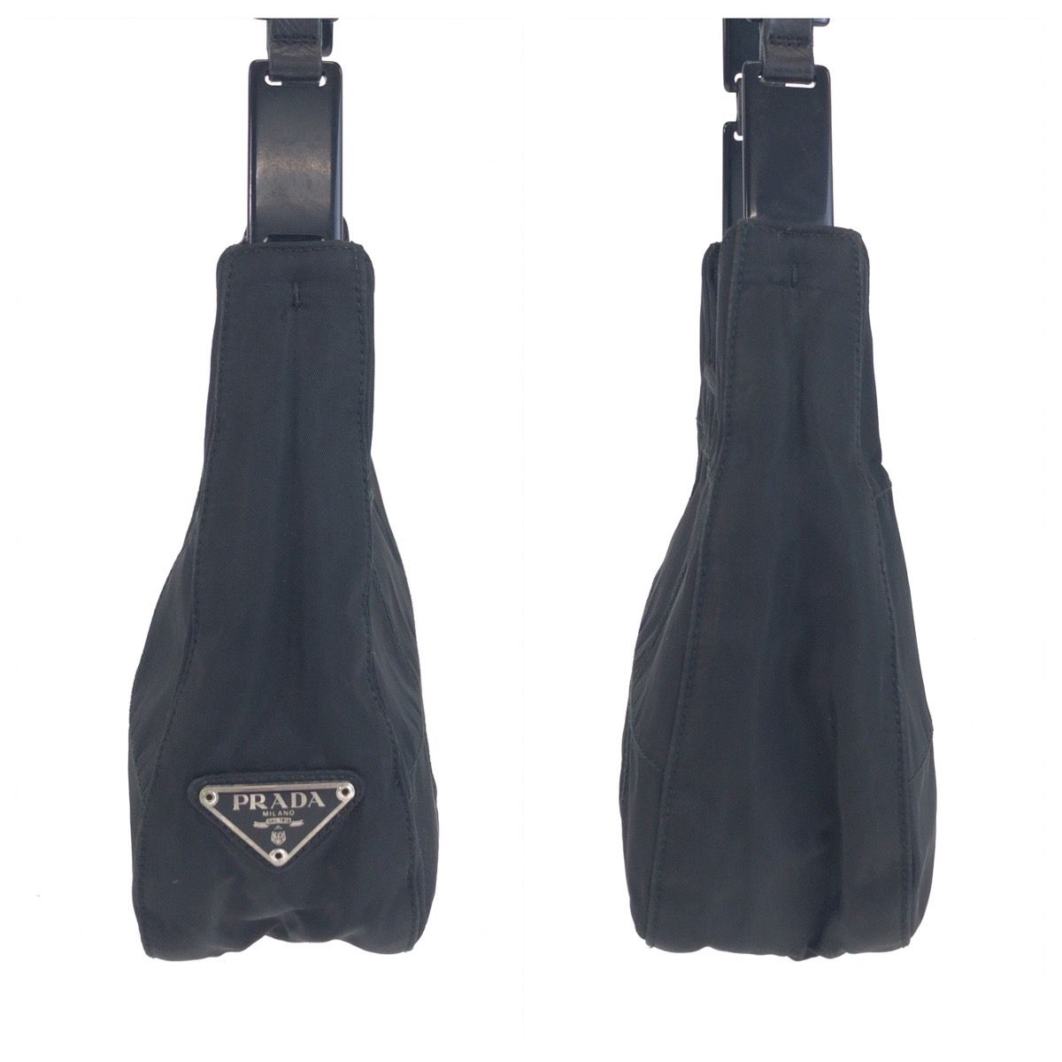 Prada Tessuto Black Silver Nylon Leather Shoulder Bag — view 7