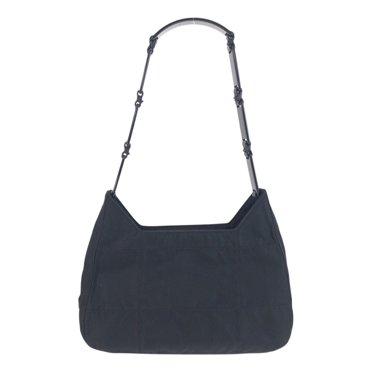 Prada Tessuto Black Silver Nylon Leather Shoulder Bag