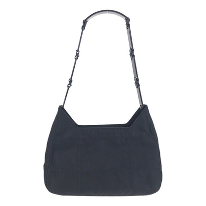 Prada Tessuto Black Silver Nylon Leather Shoulder Bag