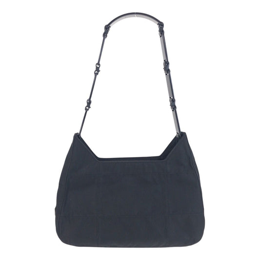 Prada Tessuto Black Silver Nylon Leather Shoulder Bag