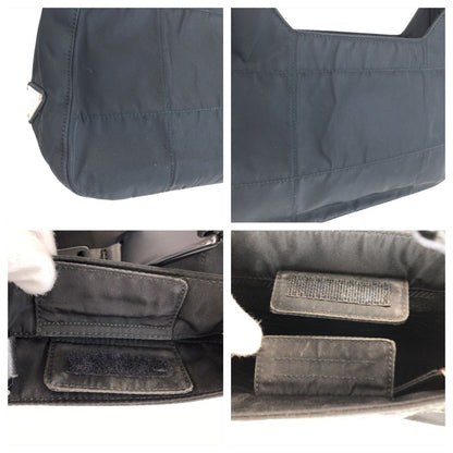 Prada Tessuto Black Silver Nylon Leather Shoulder Bag — view 5